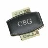 Money Clip - Black Leather -Doll Gift Sales Shop 2879