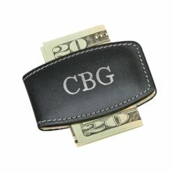 Money Clip - Black Leather