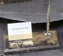 Wall Street Bull & Bear Pen Set W Biz Card Hldr