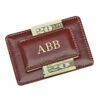 Brown Leather Card Holder/Money Clip 1 Brown Leather Card Holder/Money Clip -Doll Gift Sales Shop cg5031 1 1