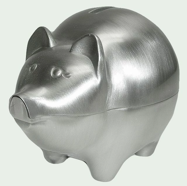 Piggy Bank 4x5" Pewter 3 Piggy Bank 4x5" Pewter