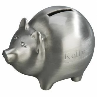 Piggy Bank 4x5" Pewter 4 Piggy Bank 4x5" Pewter - Image 2