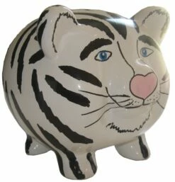 Tiger Piggy Bank, White