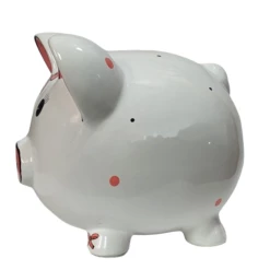 Girl Piggy Bank With Pink Bows -Doll Gift Sales Shop db7608left