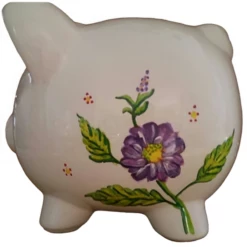 Purple Flowers Piggy Bank 5 Purple Flowers Piggy Bank -Doll Gift Sales Shop mr7826 right