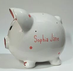 Girl Piggy Bank With Pink Bows -Doll Gift Sales Shop mr pretty pink name 1