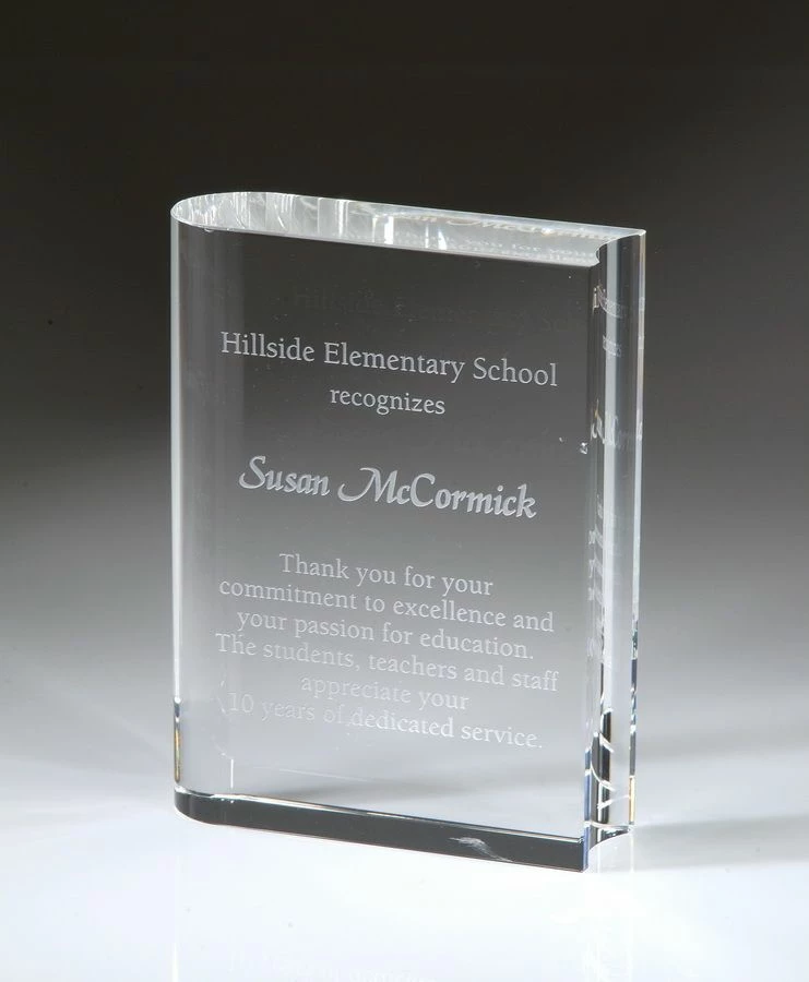 Book Optical Crystal Award 5" $59.95, 6" $79.95 3 Book Optical Crystal Award 5" $59.95, 6" $79.95