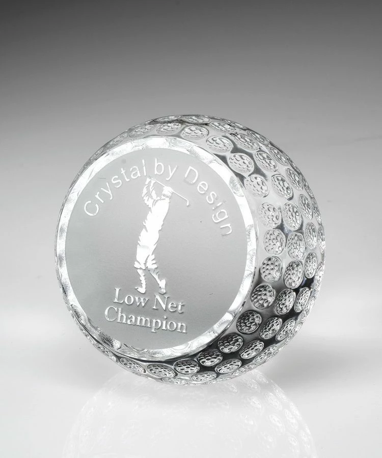 Crystal Golf Ball Paperweight - 60mm $16.95, 80mm $26.95. 100mm $48.95 3 Crystal Golf Ball Paperweight - 60mm $16.95, 80mm $26.95. 100mm $48.95