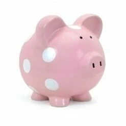Pink Polka Dot Ceramic Piggy Bank